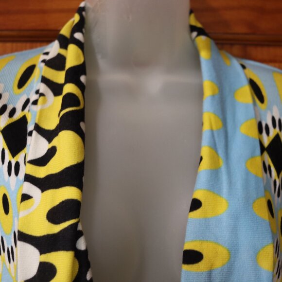 Venini Y2K Cropped Bold Colorful Geometric Print Open-Front Cardigan XL - Picture 7 of 16